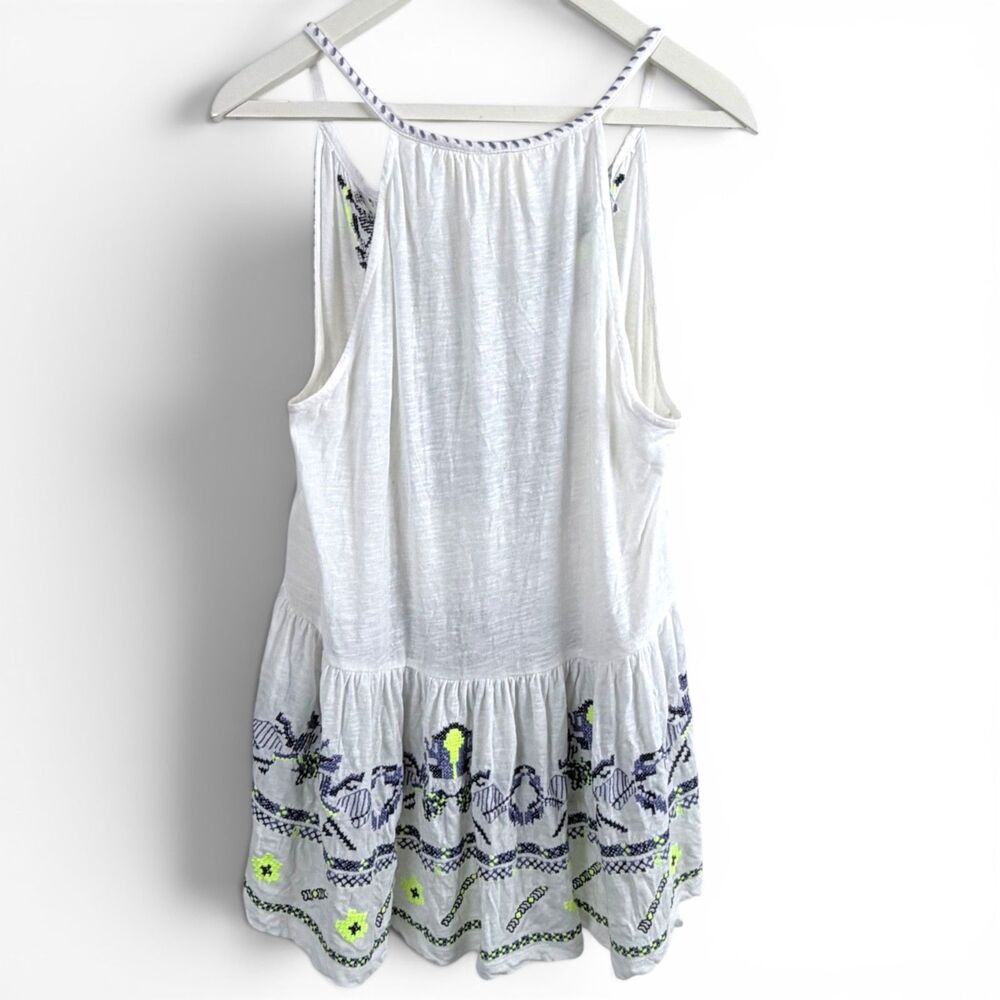 maeve by anthropologie neela embroidered babydoll bohemian white women's tank l - Picture 5 of 10